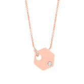 0.05ct 14k Rose Gold Diamond Hexagon Necklace